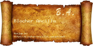 Blocher Ancilla névjegykártya